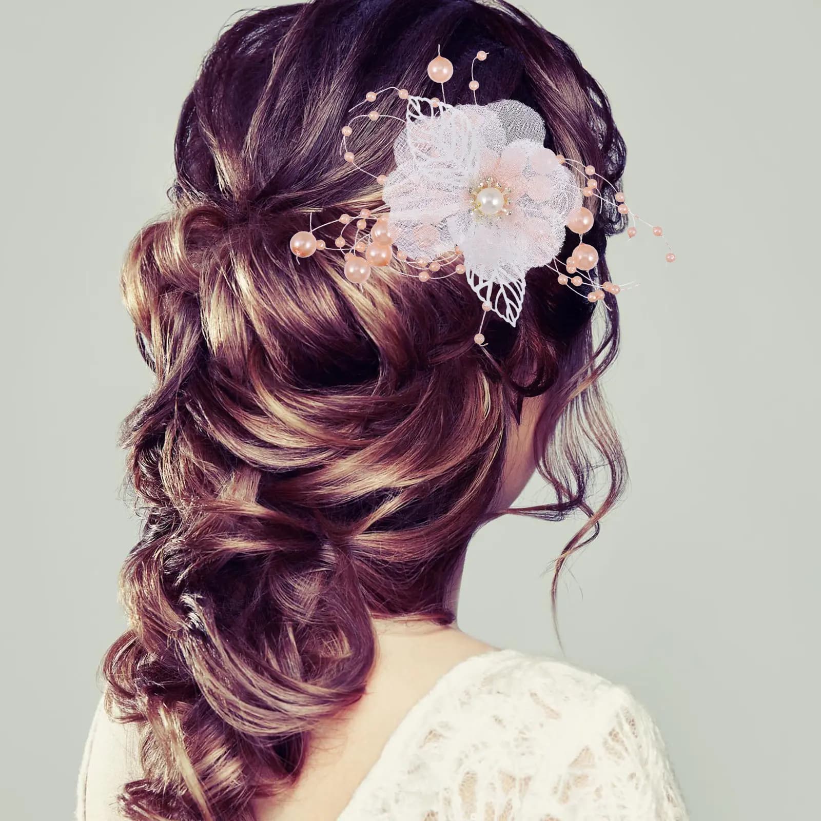 3Pcs Pearl Flower Hair Clips for Women Bridal Wedding Hair Accessories Stylish Elegant Floral Barrettes for Bridesmaids Photo