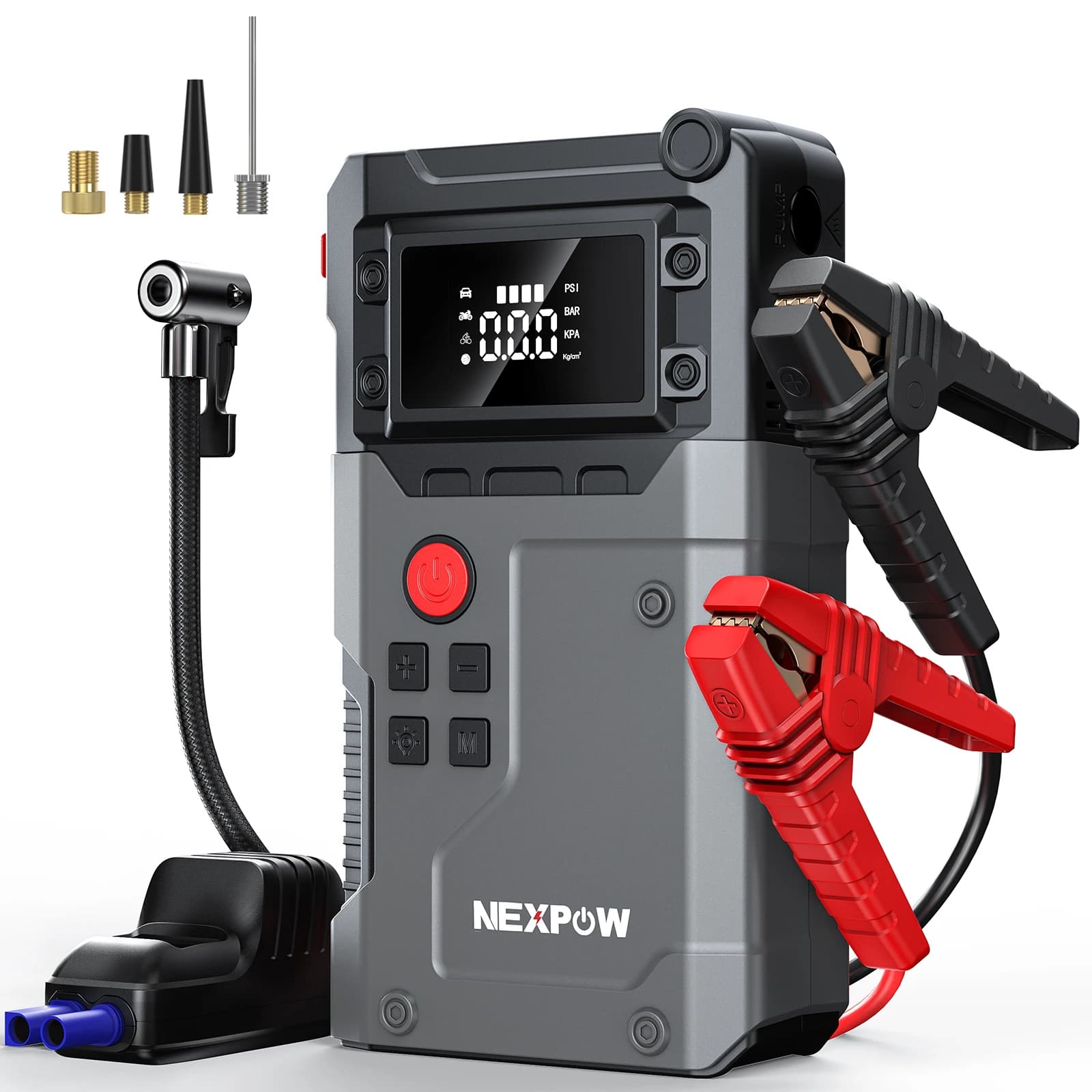 NEXPOW 3500A Peak Car Jump Starter con compressore d'aria 150PSI - Booster batteria portatile 12V e gonfiatore digitale per pneumatici Gas/diesel