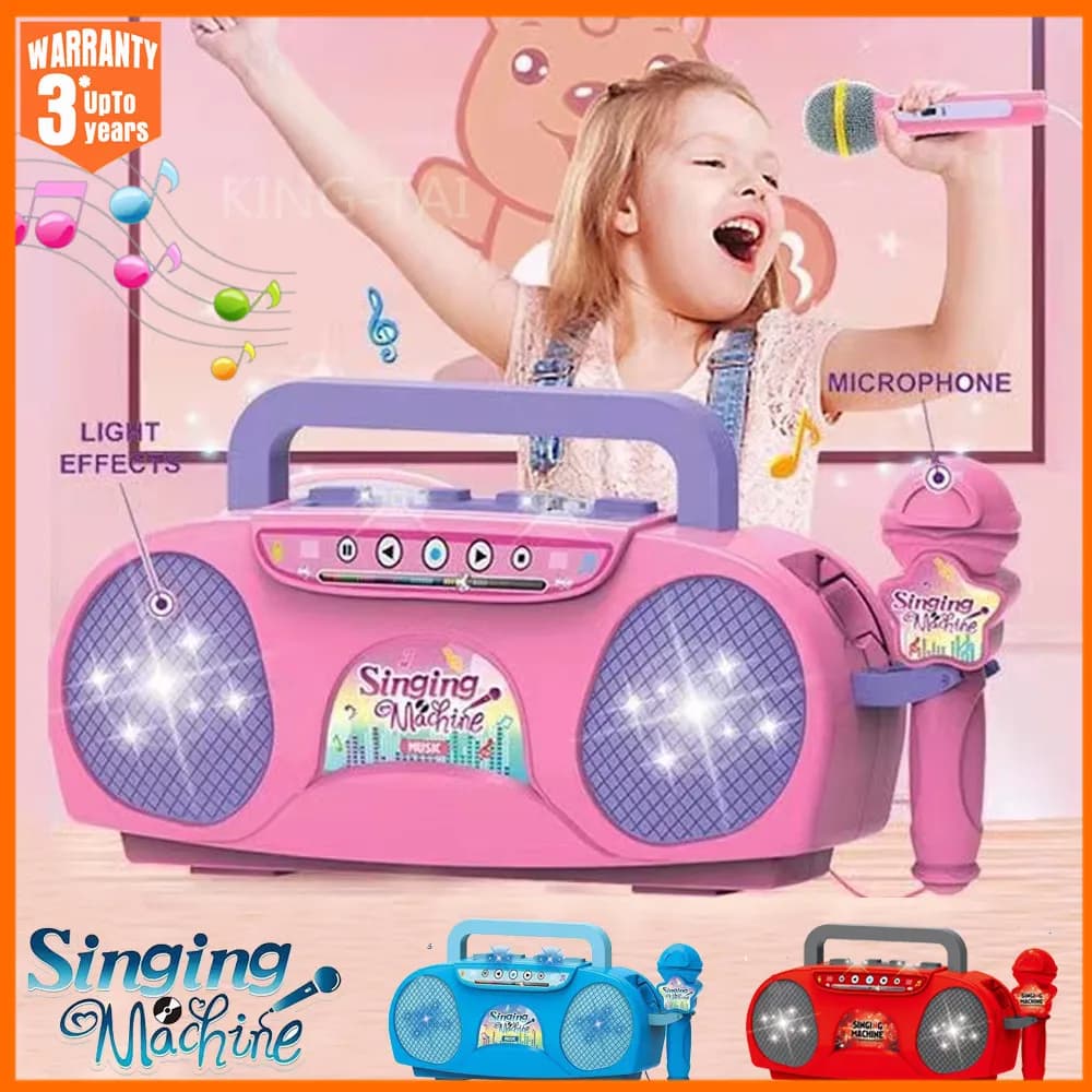 Microfono per bambini Macchina per karaoke Strumento musicale Giocattoli con luce Giocattolo educativo da viaggio per interni ed esterni Regalo per bambina