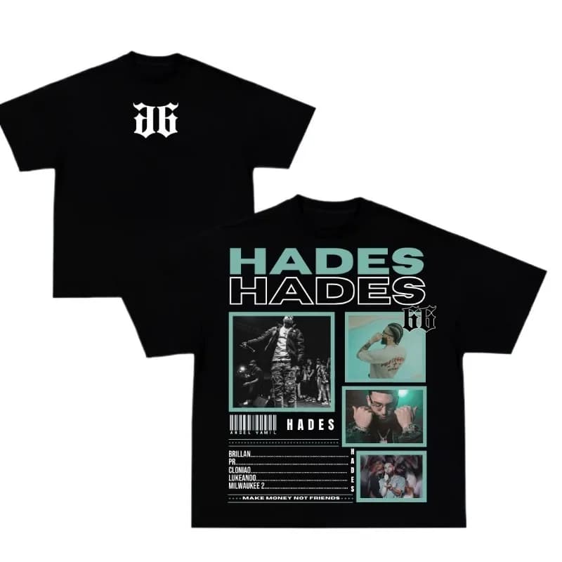 T-shirt Hades66 Merch T-shirt estiva unisex a maniche corte T-shirt hiphop in cotone streetwear