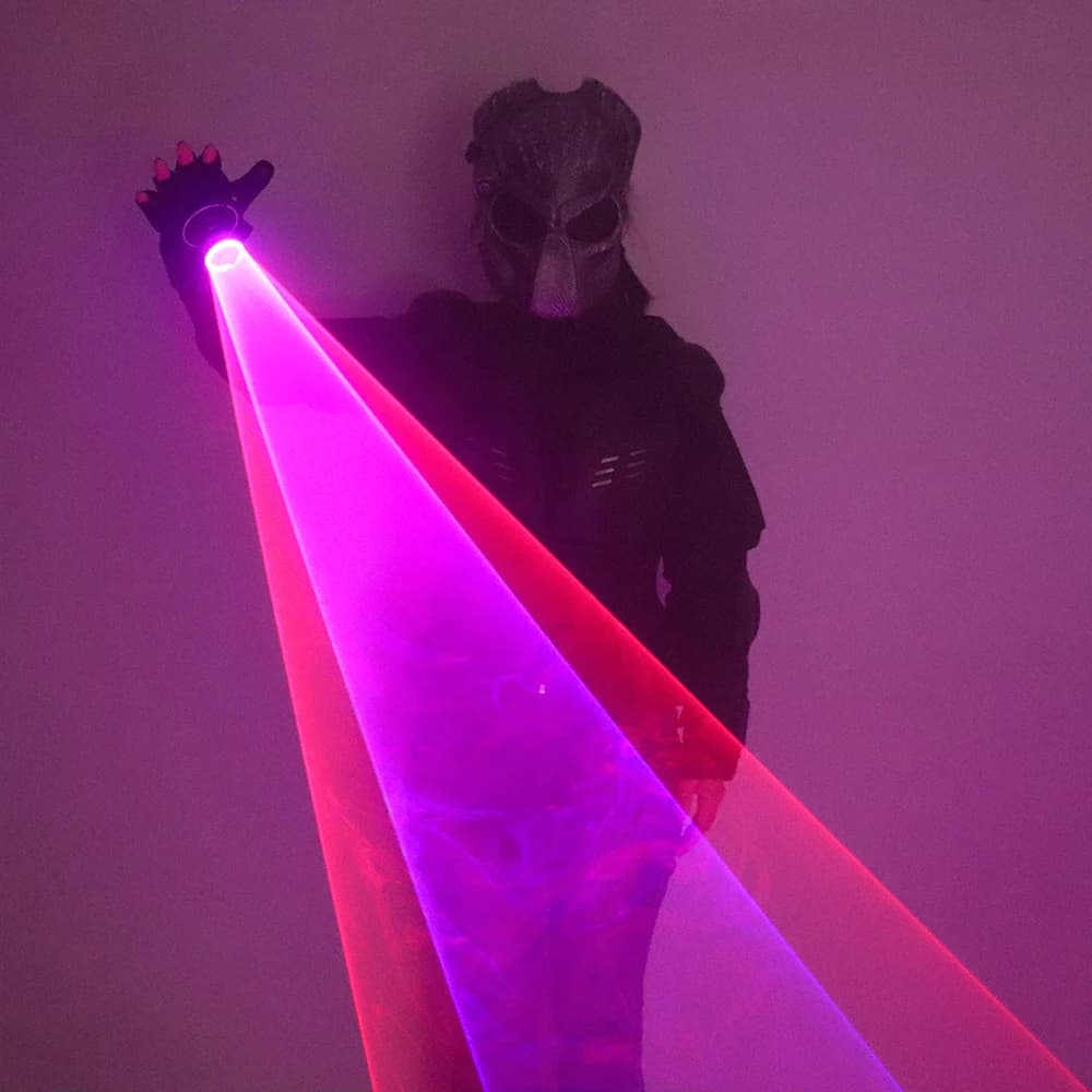 Red Blue Laser Gloves Multicolor Tunnel Effect Automatic Rotating Vortex Laser Gloves Light Laser Shows for Dancing Party in Disco