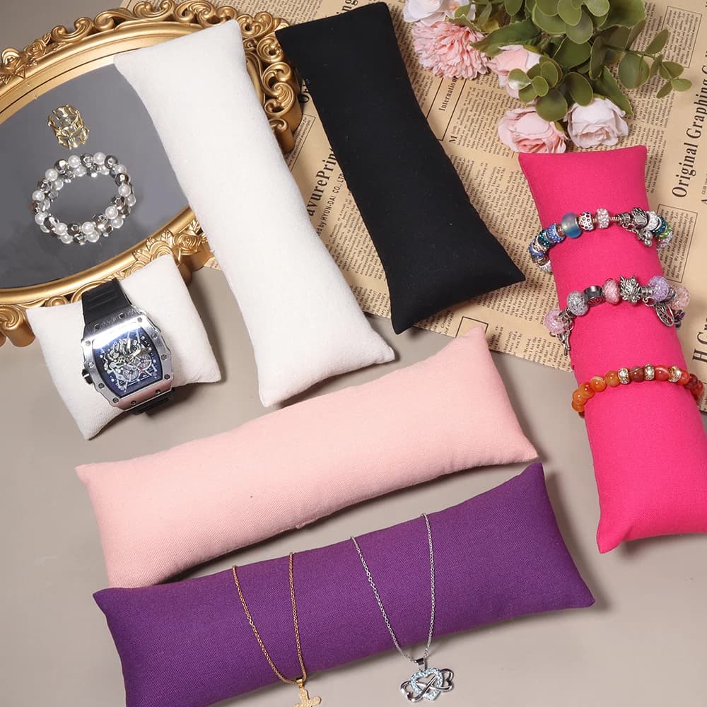 1pc Linen Jewelry Pillow Stand Watch Bracelet Bangle Cushion Holder For Jewelry Photography Display Organizer Pillow