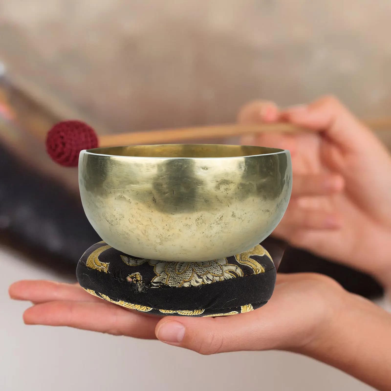 Decorative Singing Bowl Pad Wood Fish Cushion Premium Workmanship Compact Lightweight Buddhist Bowl Mat for Home Temple