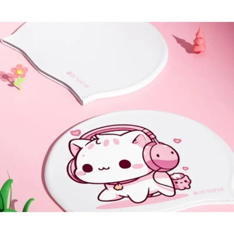 Swimming Headphones with Print Carton Animated Cat Black and Pink, Waterproof, Kids and Girls' Eye Protection, Pool Accessories