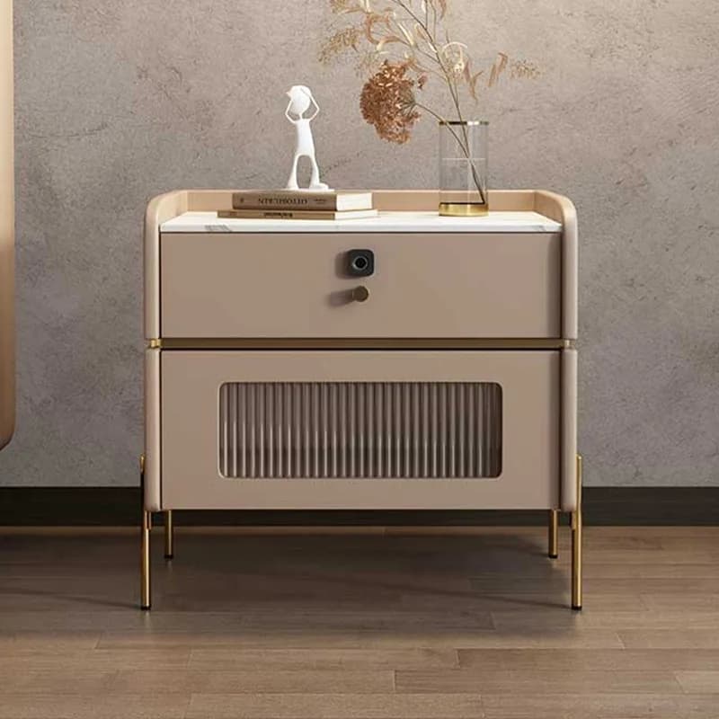 Comodino di Lusso con Serratura Intelligente a Impronta Digitale, Ricarica Wireless Avanzata, Design Moderno e Bluetooth