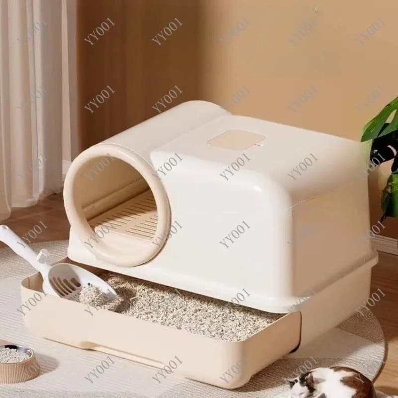Lettiera per Gatti Extra Large Chiusa, Pieghevole a Cassetto, con Controllo Odori e Anti-Schizzi