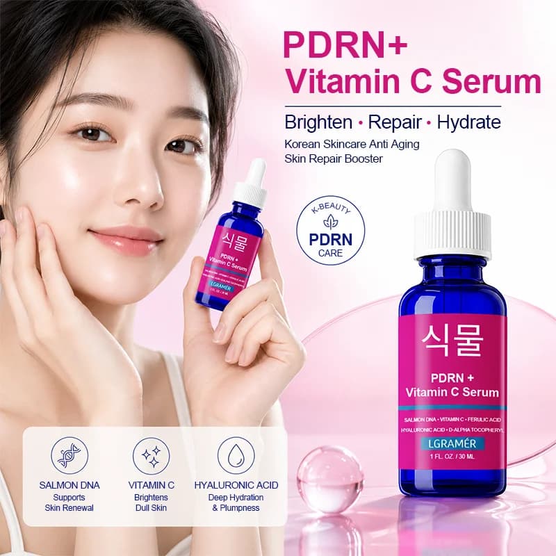PDRN+Vitamin C Facial Serum Salmon DNA Hyaluronic Acid Nourish Brighten Anti Oxidation Hydrating Repair Lines Skin Care Liquid