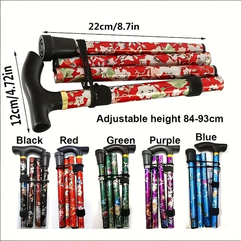 Lightweight and adjustable trek stick: walking stick/folding rod with rubber handle for men and women