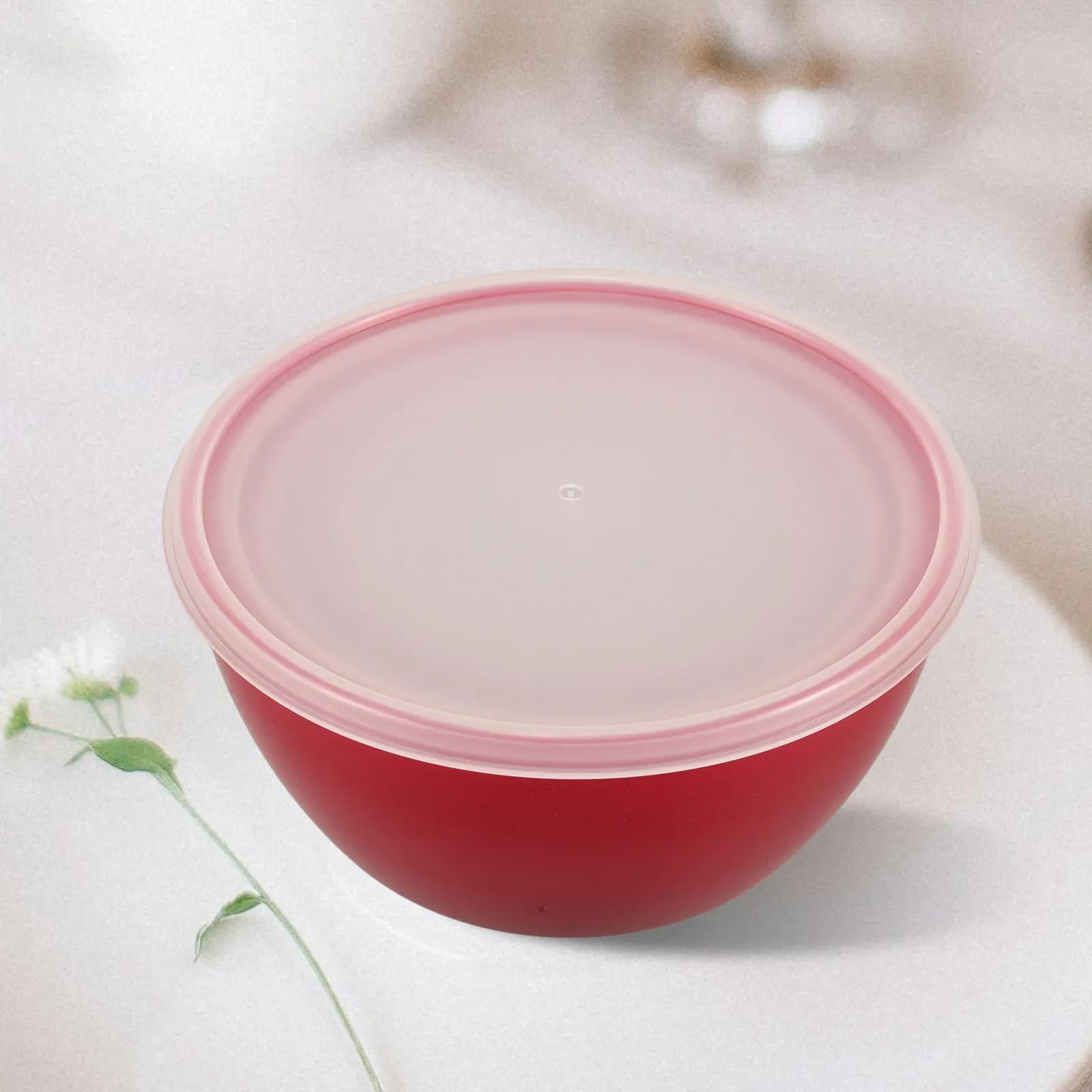 Set di 4 Ciotole in Plastica Rosa per Insalata, Contenitori Rinforzati per Conservazione Alimenti, Ciotole per Miscelazione e Preparazione Pasti, per Frutta e Verdura