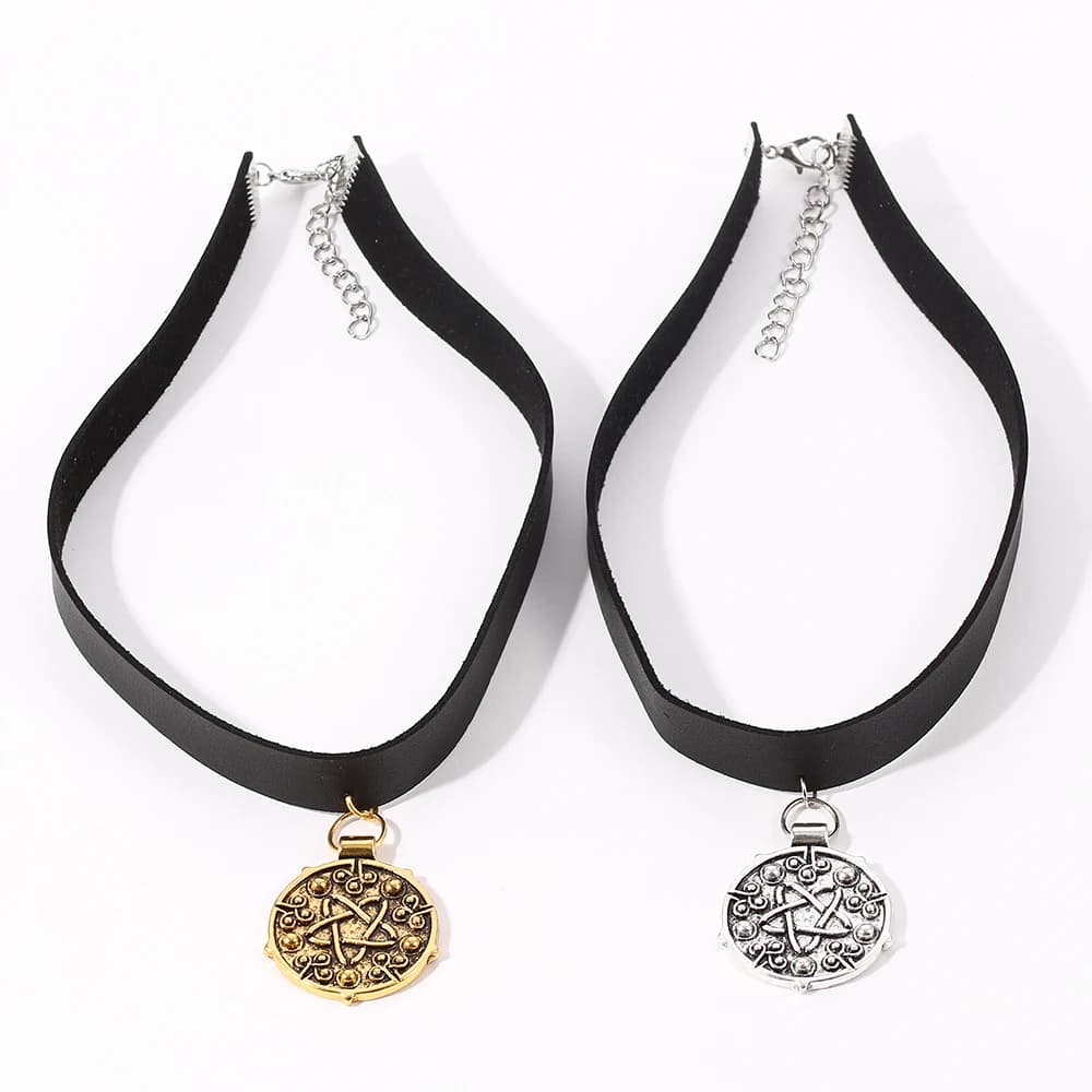 Collana Punk Yennefer ciondolo medaglione collane girocollo in pelle nera gioco di caccia selvaggia Cosplay catena gotica gioielli donna