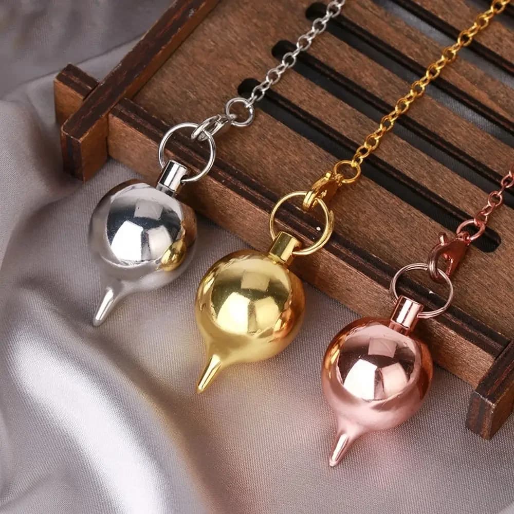 Catena Nuovo modello a cono tondo in metallo Oro rosa Dowsing Metallo cono rotondo Reiki Reiki Pendolo Amuleto Guarigione