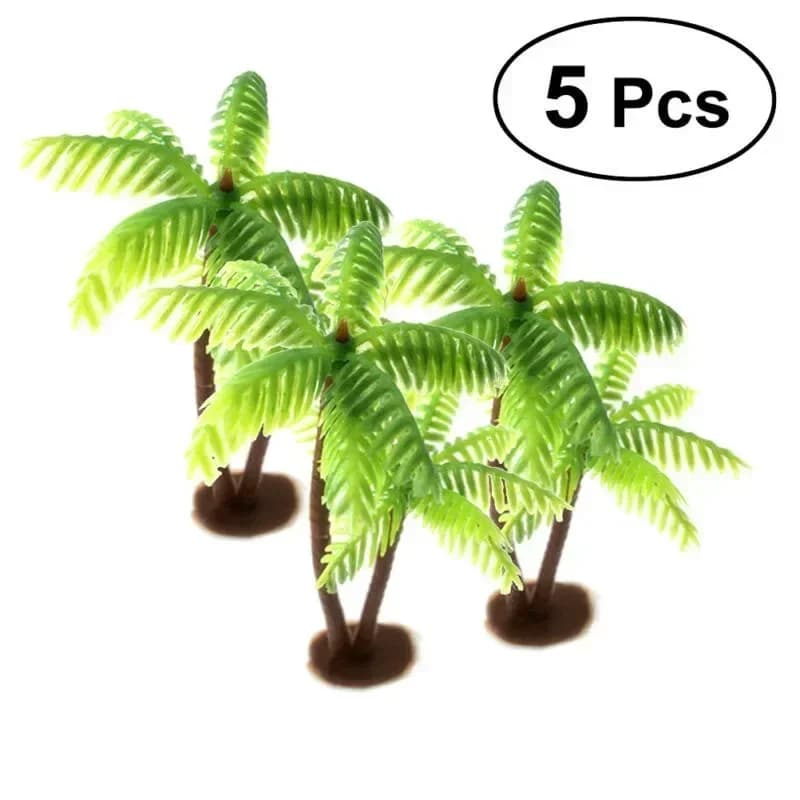 5 pezzi mini plastica albero di palma da cocco pianta artigianale micro paesaggio acquario arredamento fai da te piante artificiali per muschio da giardino