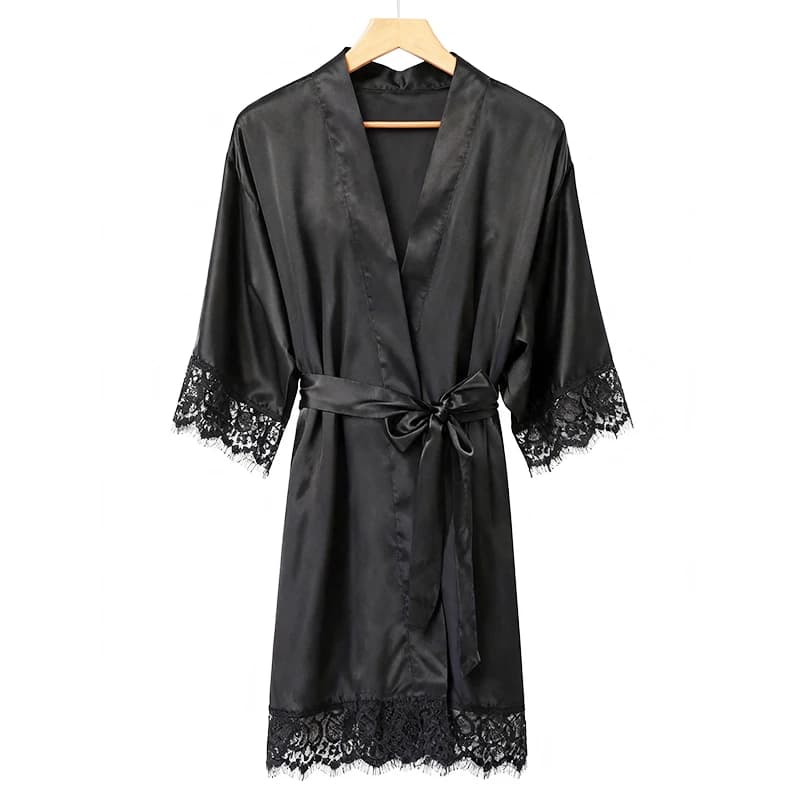 Women's Spring and Summer Nightgown Sexy Imitation Silk Plus Size Nightgown Erotic Lingerie Soft and Comfortable Bathrobe