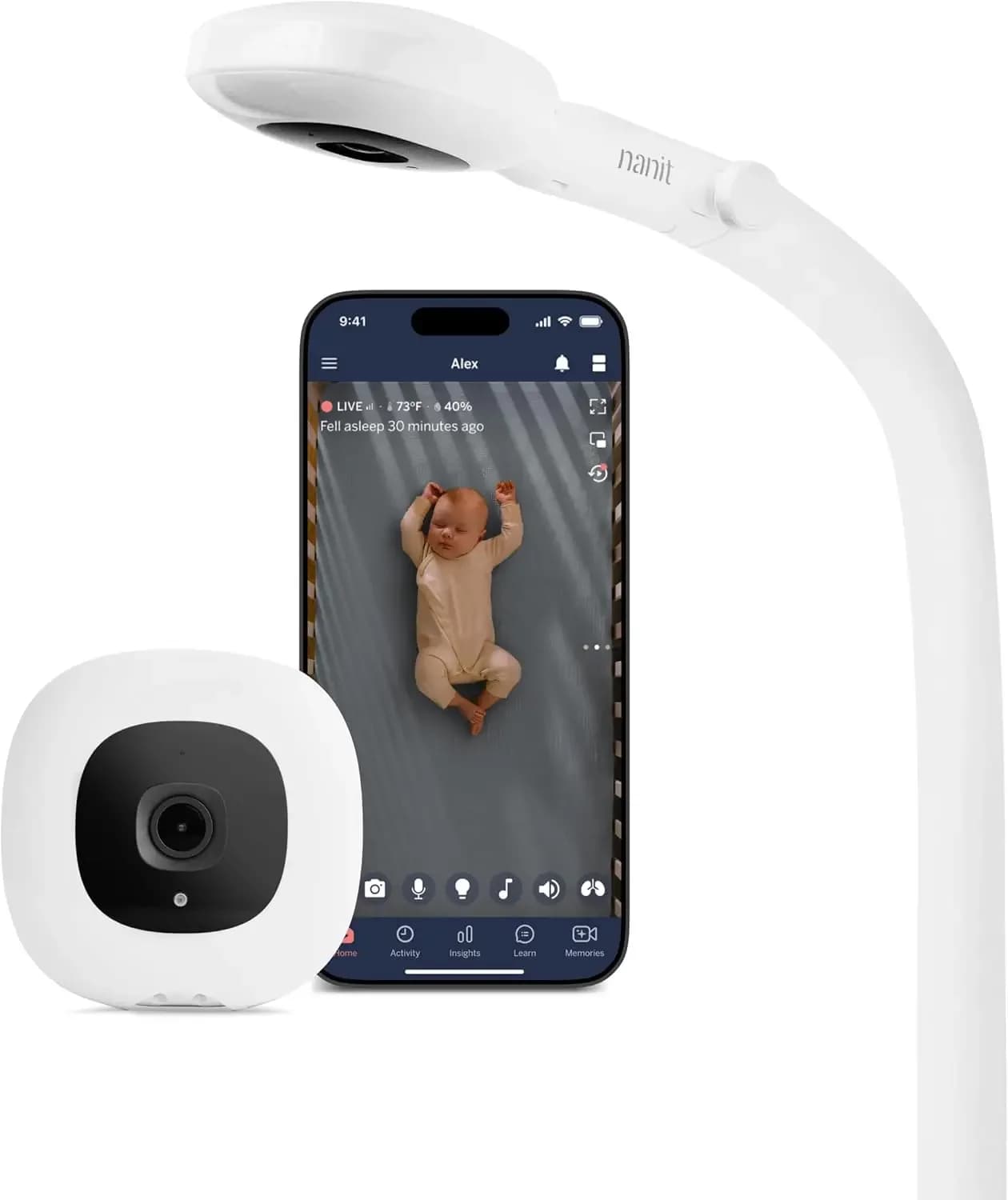 Baby Monitor Pro Smart - Videocamera Wi-Fi 1080p, Audio Bidirezionale, Guarda il Tuo Bambino da Ovunque, Notifiche di Suono/Movimento/Pianto, Visione Notturna