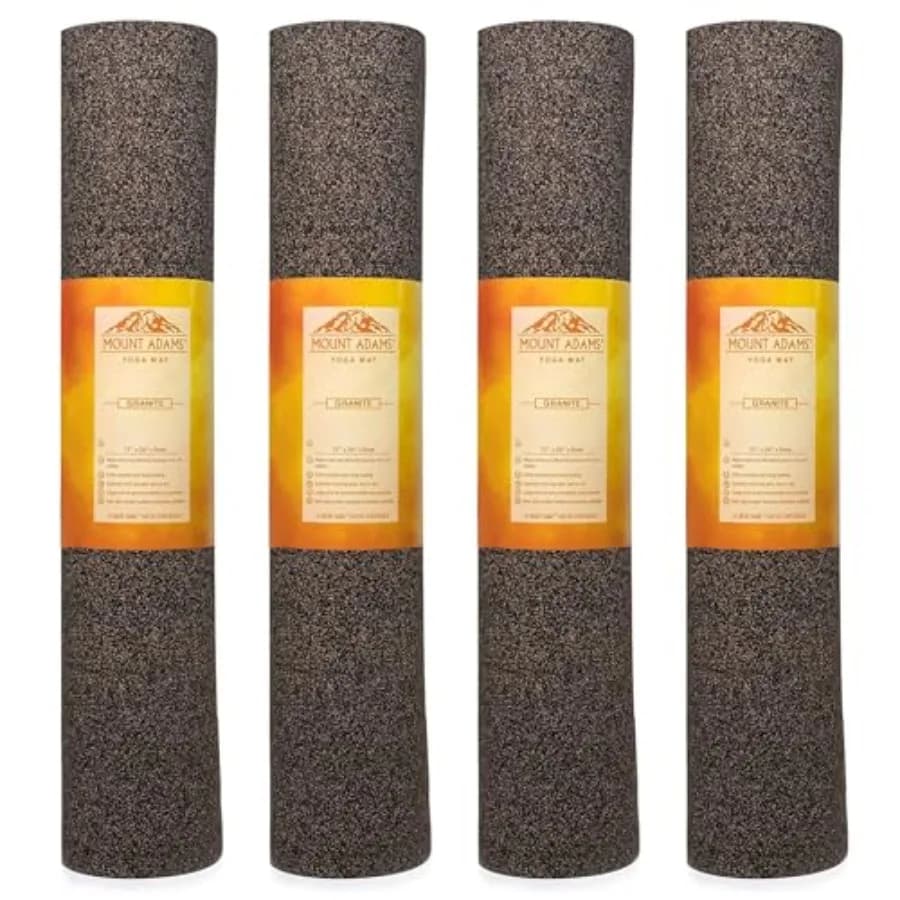 Set of 4 Yoga Mats XL in Granite, 72 x 26, in cork and natural rubber, 5mm thickness, Anti-slip Exercising Mat for Dry or Bagnate Floors