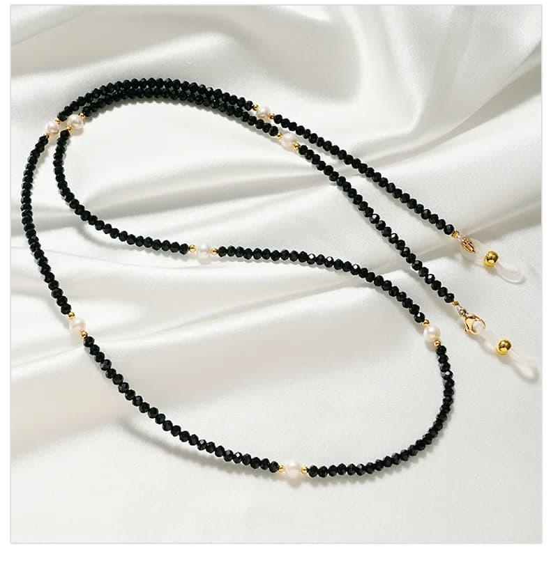 Catena per occhiali in cristallo di perle Occhiali da sole alla moda da donna Occhiali da lettura Catena per appendere gli occhi Corda per appendere Design semplice