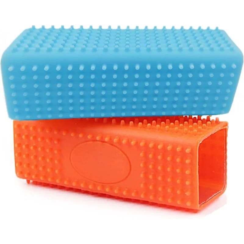 2Pcs Hollow Rubber Pet Hair Remover Block Roller Cleaner Brush for Sofa Car Carpets Bedding Fabrics (Orange, Blue)