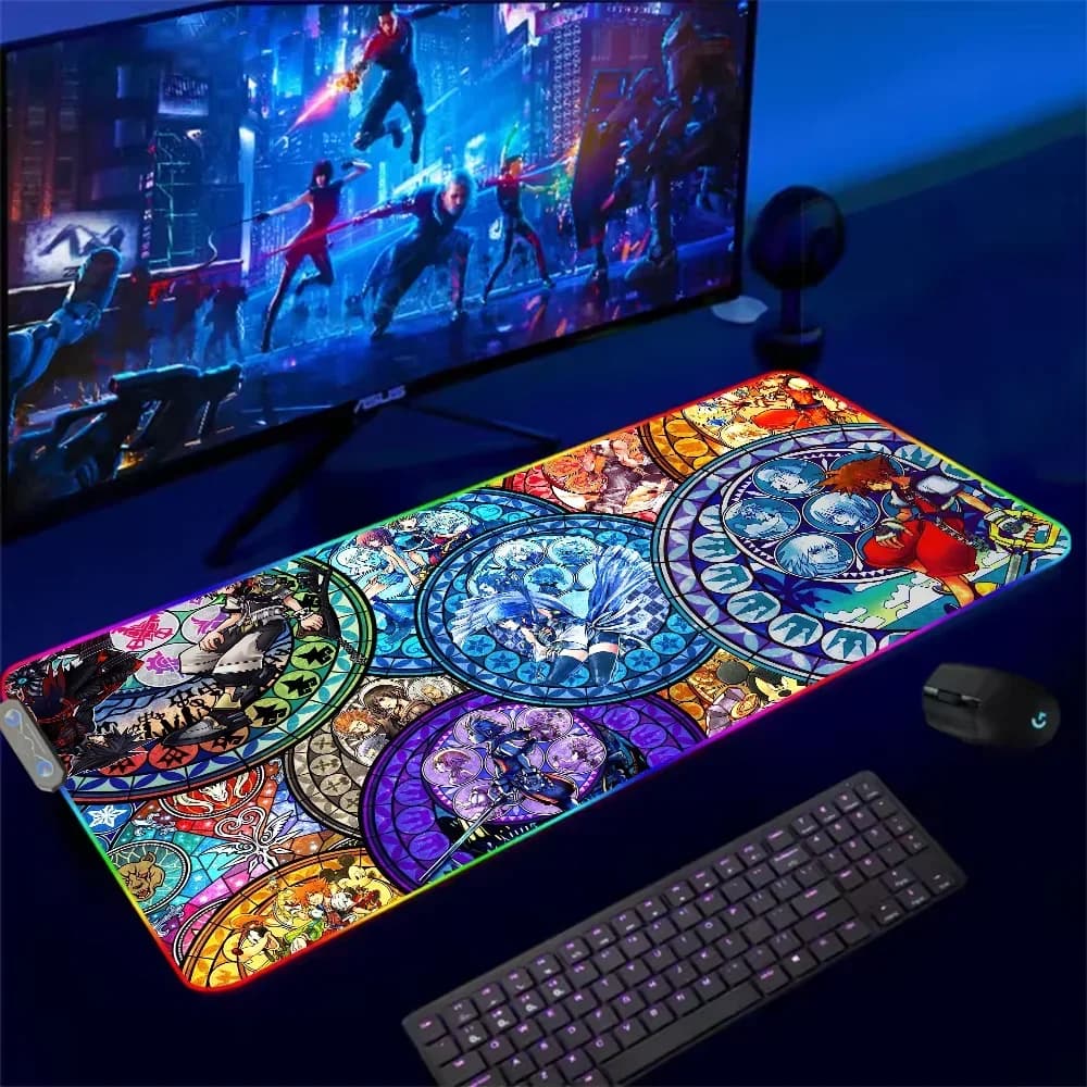 K-Kingdom Hearts per tappetino per mouse RGB Xxl Steelseries Tappetino per laptop Tappetino per mouse da gioco Tastiera retroilluminata