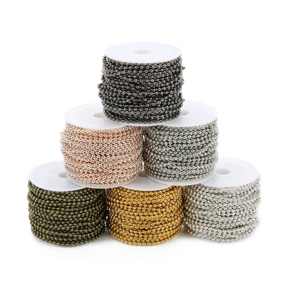 10 metri/rotolo 1.5/2/2.4mm metallo sfera di ferro perline catene catene a maglie per gioielli fai da te che fanno collana braccialetto accessori all'ingrosso