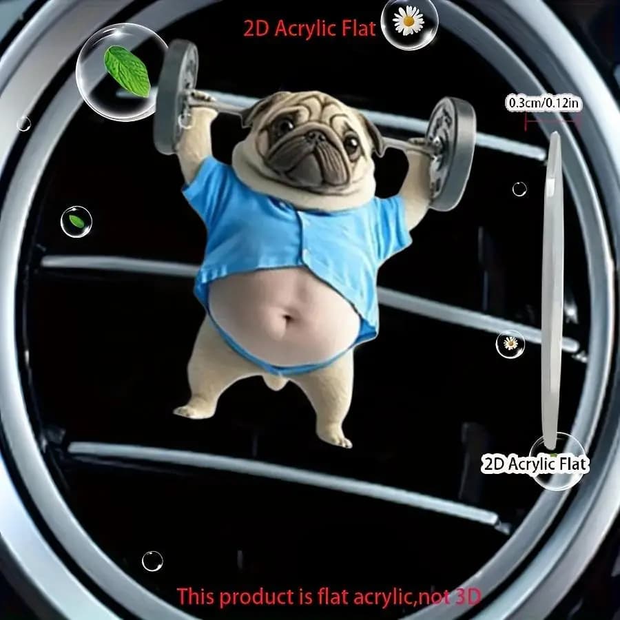 2D Adorable Pug Acrylic Auto Air Vent Fragrance Diffuser Air Funny Interior Decorative Accessories Fashion Deodorant L5N3