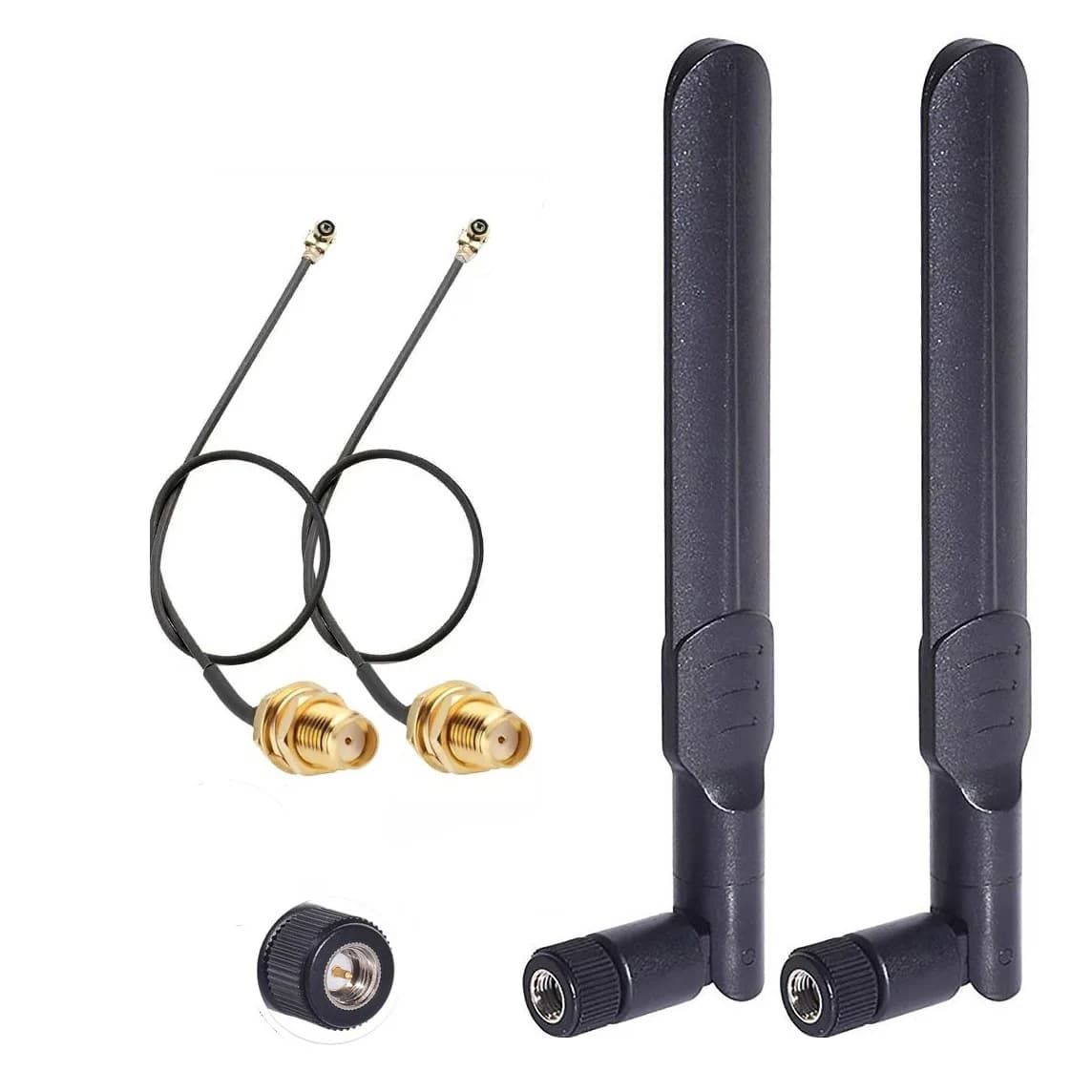 2 x 8dBi Dual Band 2.4GHz 5.8GHz Antenna RP-SMA Maschio + 2 x 15CM SMA Maschio a Cavo Pigtail I-P-E-X-MHF4 per Scheda WLAN WiFi M.2 NGFF