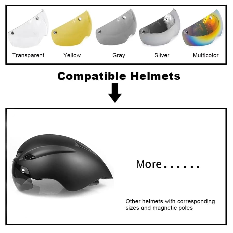 Wildside Casco Occhiali Casco Ciclismo Lente Aero Casco Bici Triathlon TT Casco da ciclismo su strada Len TimeTrial Occhiali Accessori