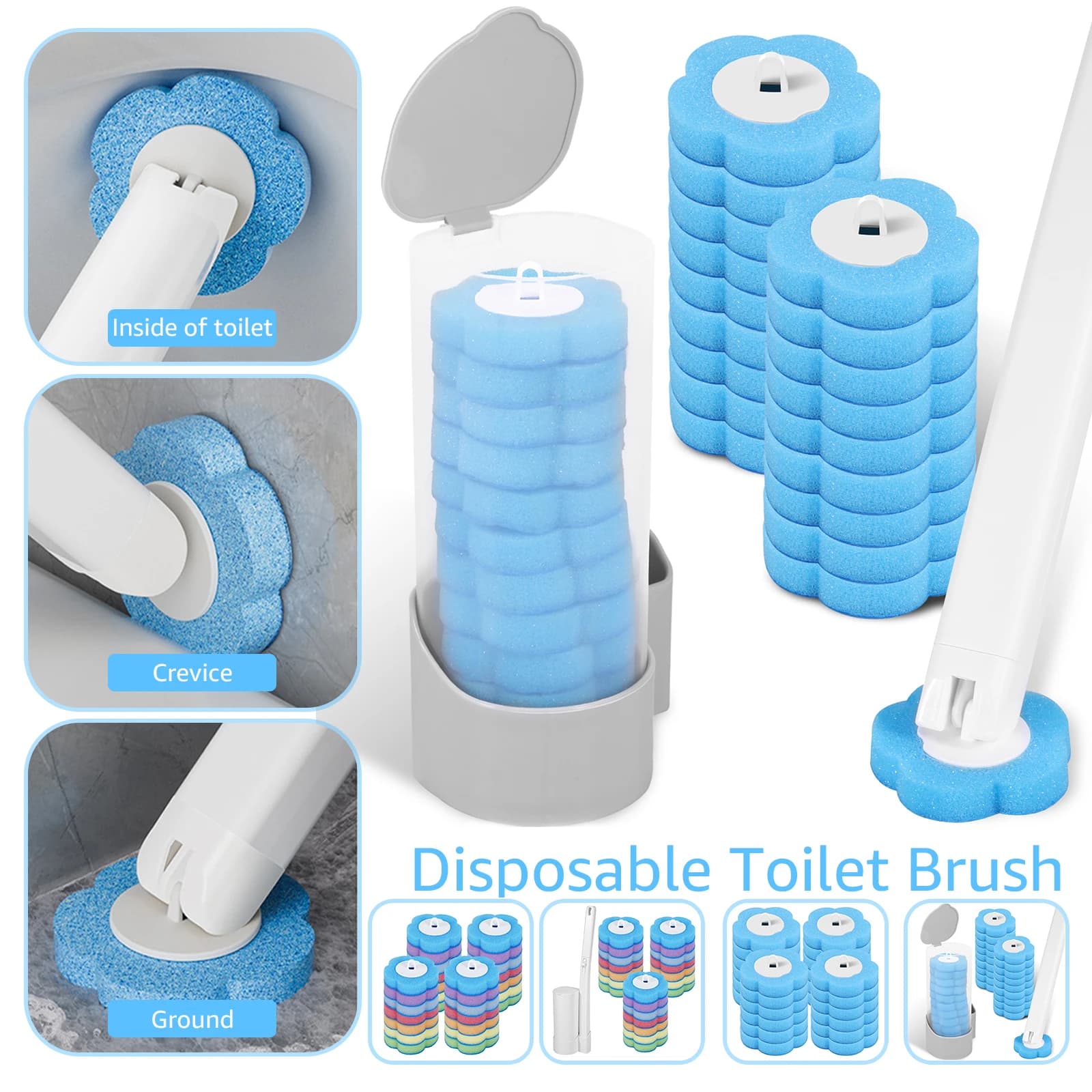 Kit bacchetta per la pulizia del water usa e getta pratico scopino per wc con testina sostituibile accessori per il bagno multiruolo