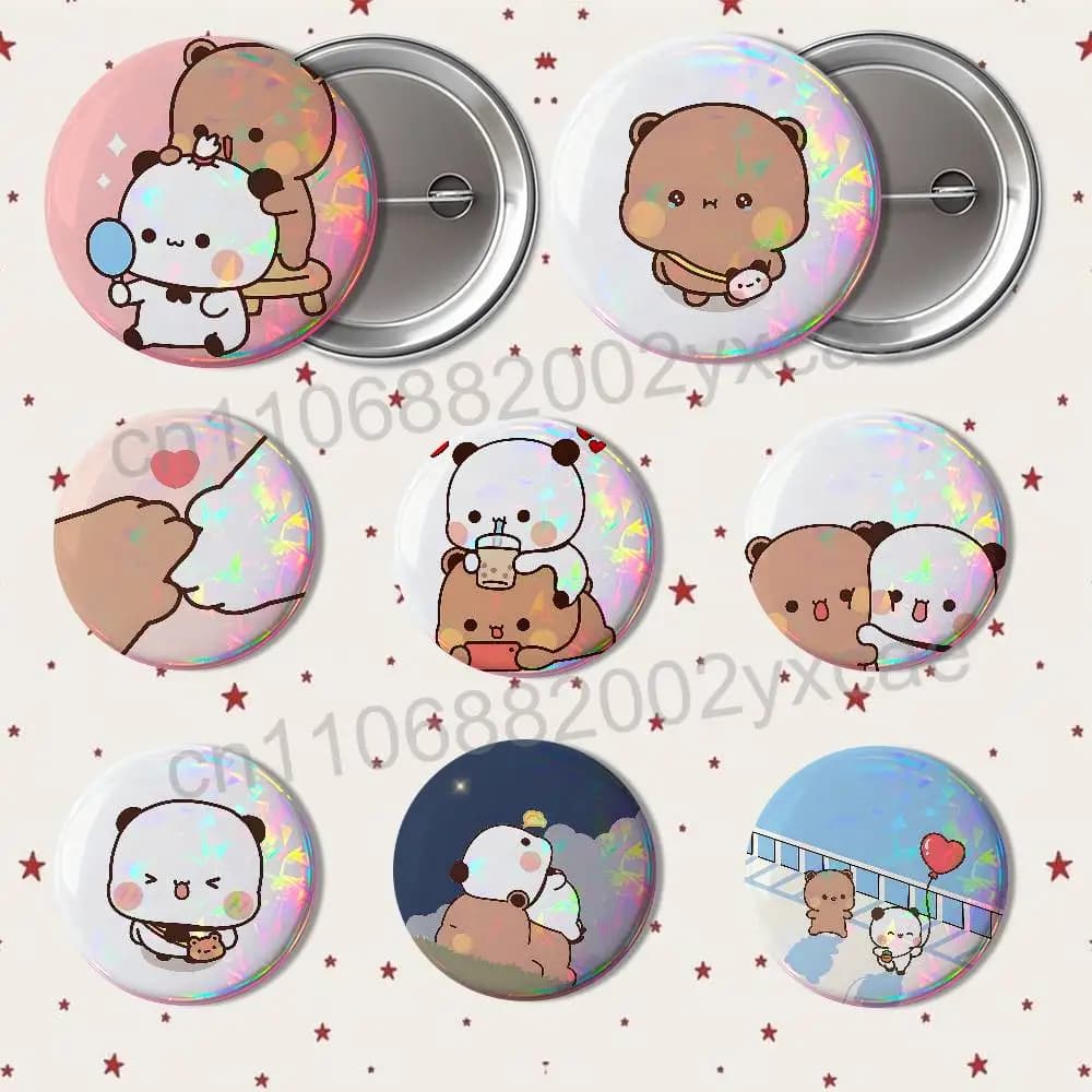 Spilla Distintiva Rotonda Creativa Panda Bubu Orso Bruno Dudu per Vestiti, Cappelli, Zaini e Accessori Regalo