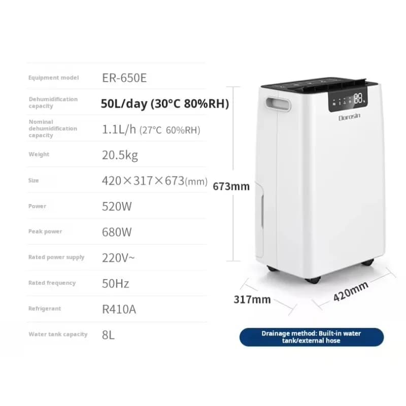 Deumidificatore automatico per uso domestico con display a LED e funzione di sbrinamento Controllo app mobile per nel seminterrato