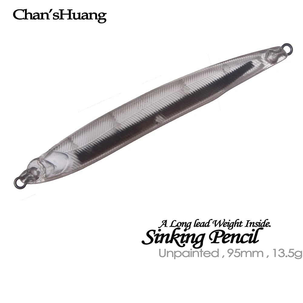 Chan’sHuang 20PCS Unpainted Blank Fishing Lure 95mm 13.5G Sinking Pencil DIY Handmade Artificial Fishing Bait