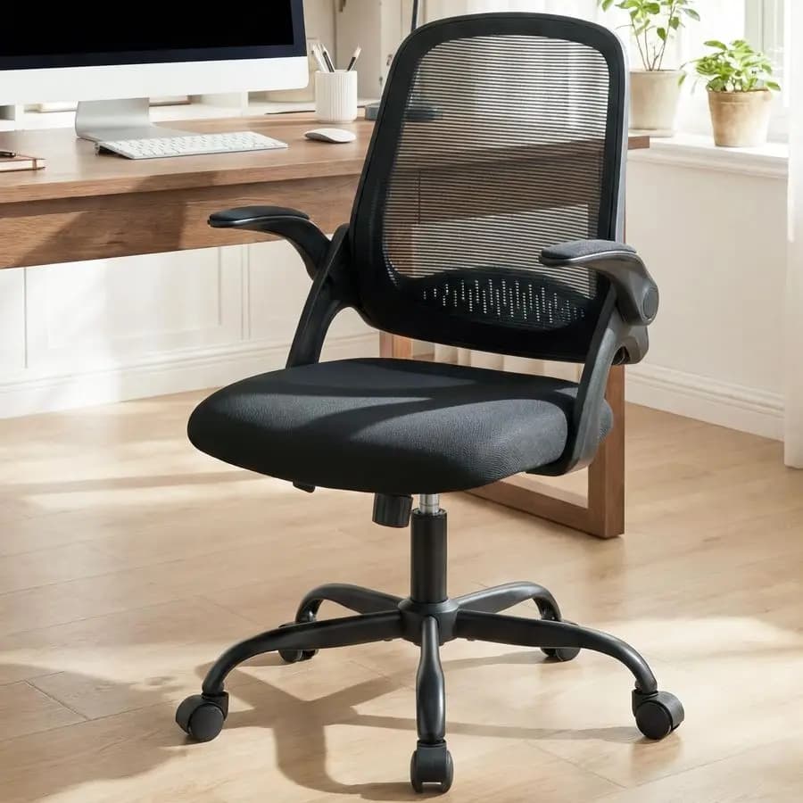 Sedia da Ufficio Ergonomica in Rete per Gaming e Computer con Braccioli Ribaltabili, Supporto Lombare Confortevole, Altezza Regolabile e Ruote