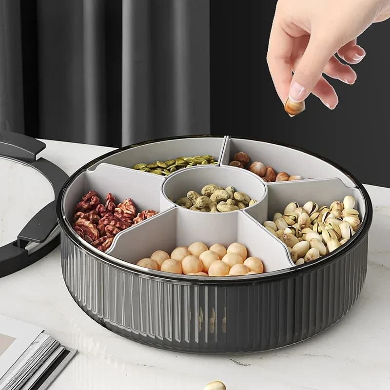 Snack per la casa Vassoio per frutta secca Scomparto Organizzatore Nuovo vassoio per frutta Scatola per caramelle sigillata per uso domestico Scatola per snack con coperchio