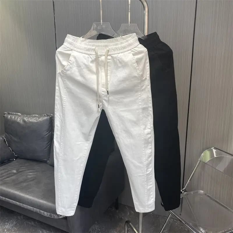 Pantaloni Harem da Uomo Estivi Sottili 2026, Modello Harlan, a Gamba Stretta, Casual, Tinta Unita, Versatili, Bianchi, Stile Streetwear Harajuku