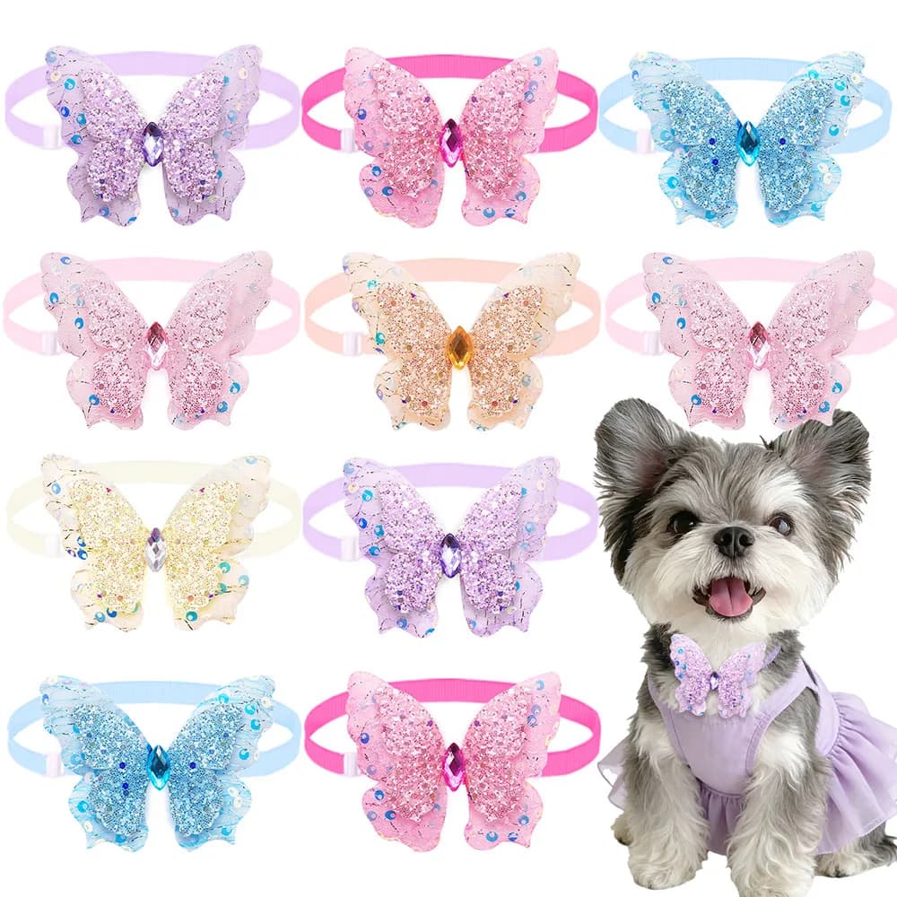 50 Pezzi Papillon per Cani, Collari Regolabili Primavera Estate per Cani, Papillon a Farfalla Piccoli per Cuccioli, Accessori Moda per Animali Domestici