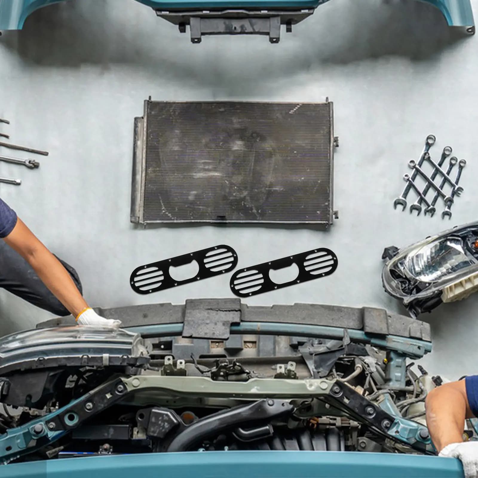 2 Pezzi Pannello Paraurti Universale, Diffusore Posteriore Auto, Protezione Paraurti Posteriore in Metallo, Pannello Diffusore per Deviazione Aria, Accessori Esterni per Auto