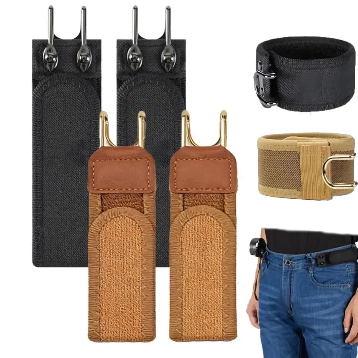 Adjustable Elastic Belt with Metal Hook, Buckle-Free Belt for Men and Women, Invisible Closure for Open Work