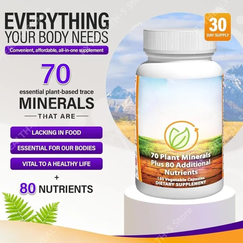 Integrator for Immunitarian Support Rich of 70 Vegetal Minerals, 13 Essential Vitamins and 68 Additional Nutrients - 150 Vegetal Capsules