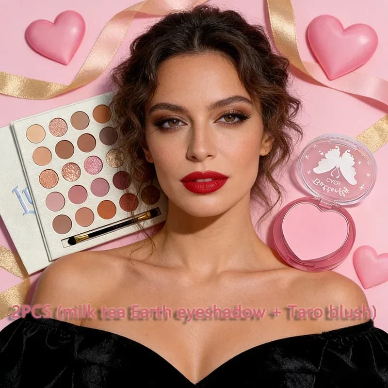 Palette di ombretti e blush romantici rosa da 25 colori - Set di trucchi pigmentati a lunga durata per donne, regalo di San Valentino