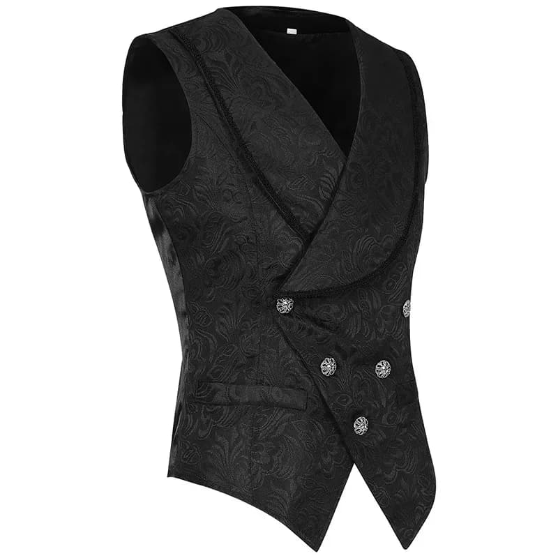 Gilet da uomo vittoriano medievale di Halloween Steampunk gotico Top con risvolto Bottoni vintage Gilet increspato Cappotto per cocktail Banchetti