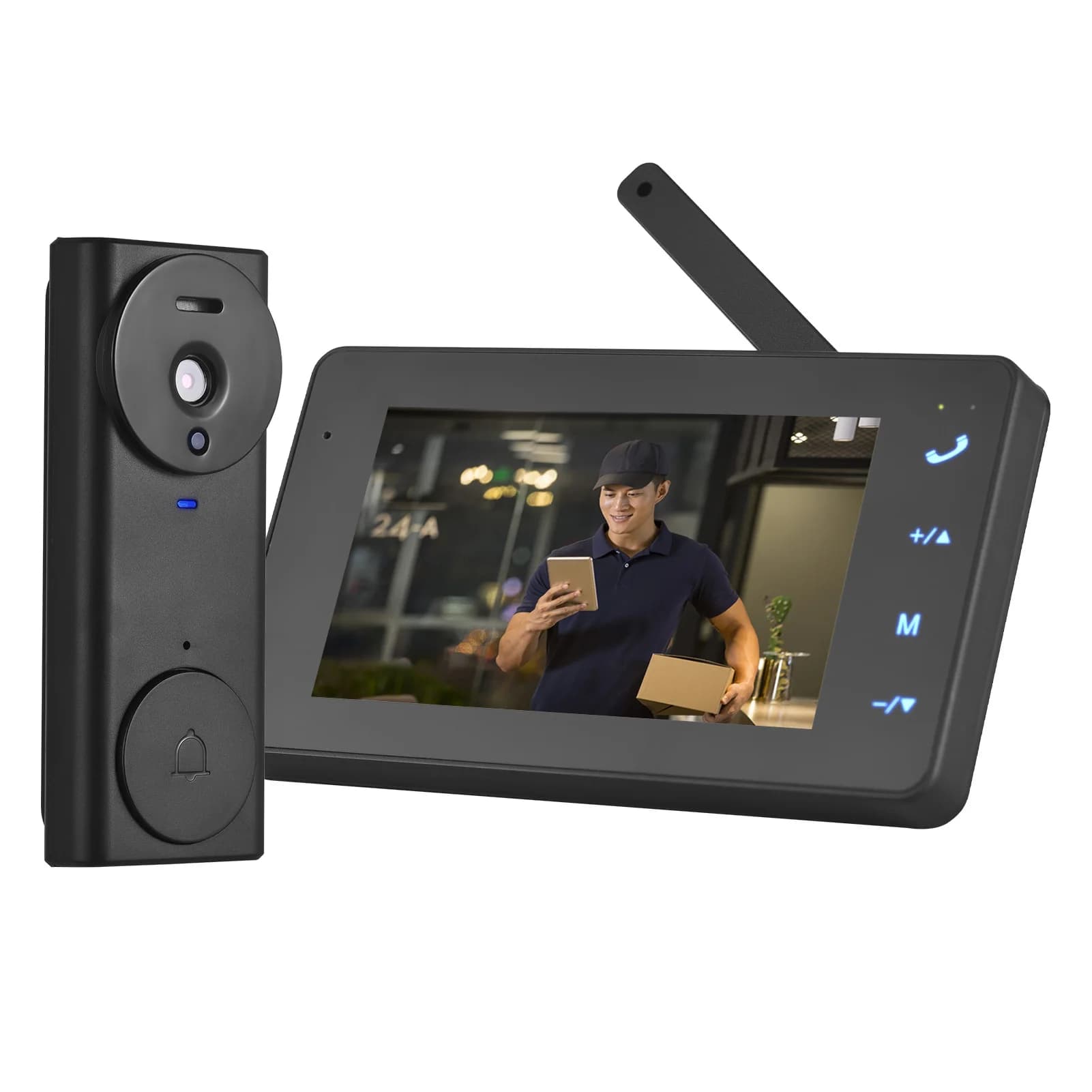 Videocamera per campanello wireless con display monitor Kit videocamera per videocitofono con schermo IPS 4.3 per appartamento in villa, casa, ufficio