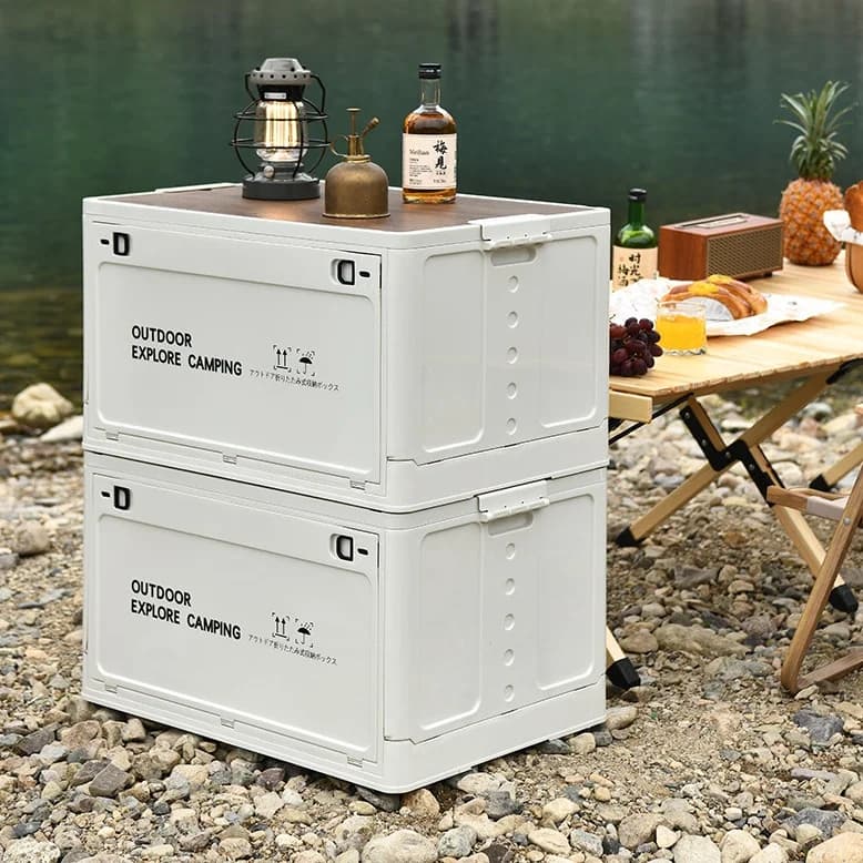 Scatola pieghevole per campeggio all'aperto, tavolo multiuso e organizer portatile per attrezzatura da picnic e campeggio (piccolo)
