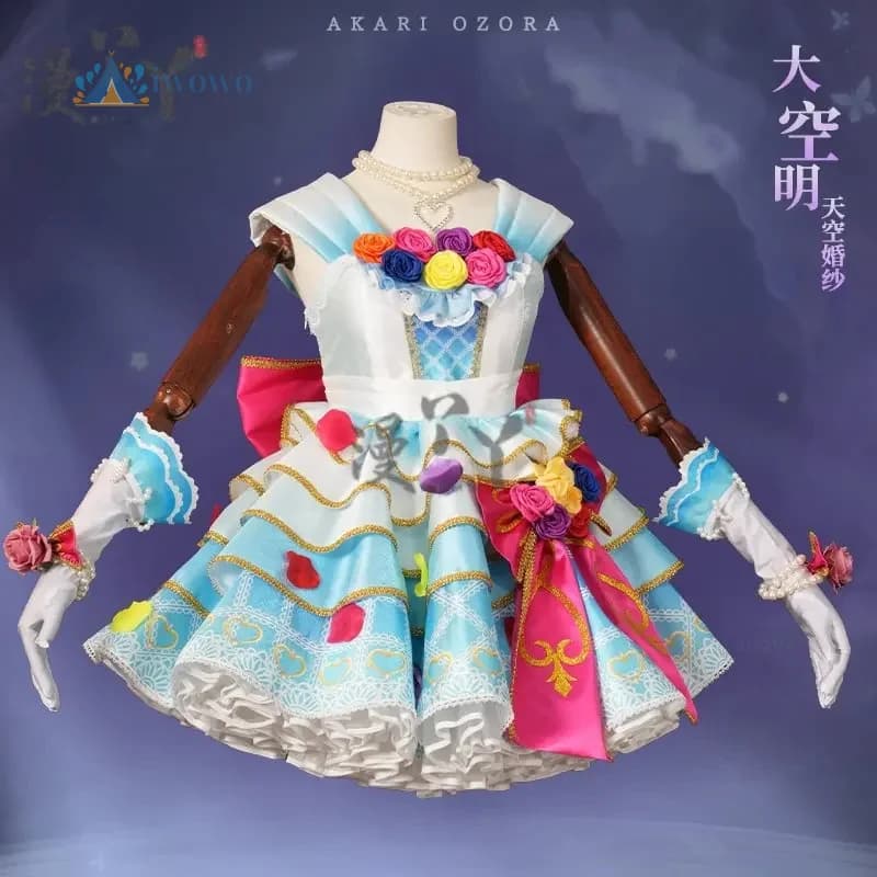 Aikatsu Anime Ozora Akari Costume Cosplay Cielo colorato Abito da sposa Uniforme Carnevale di Halloween Festa di Natale Abiti da donna