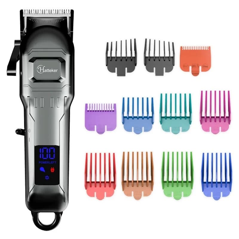 Tagliacapelli elettrico HATTEKER Tagliacapelli professionale da uomo Baber USB Macchina per capelli senza fili Set di mantelle per parrucchiere