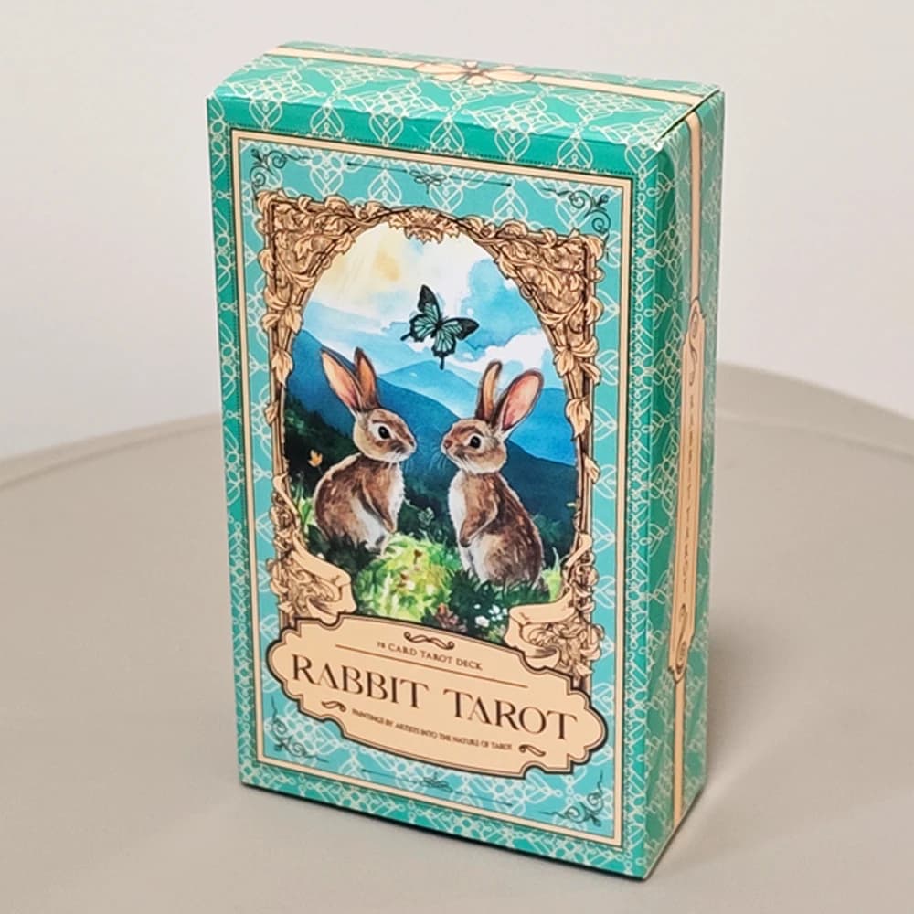 Mazzo di tarocchi di coniglio 10,3 * 6 cm 78 carte ad acquerello Carte da divinazione carine Stile Rider Waite