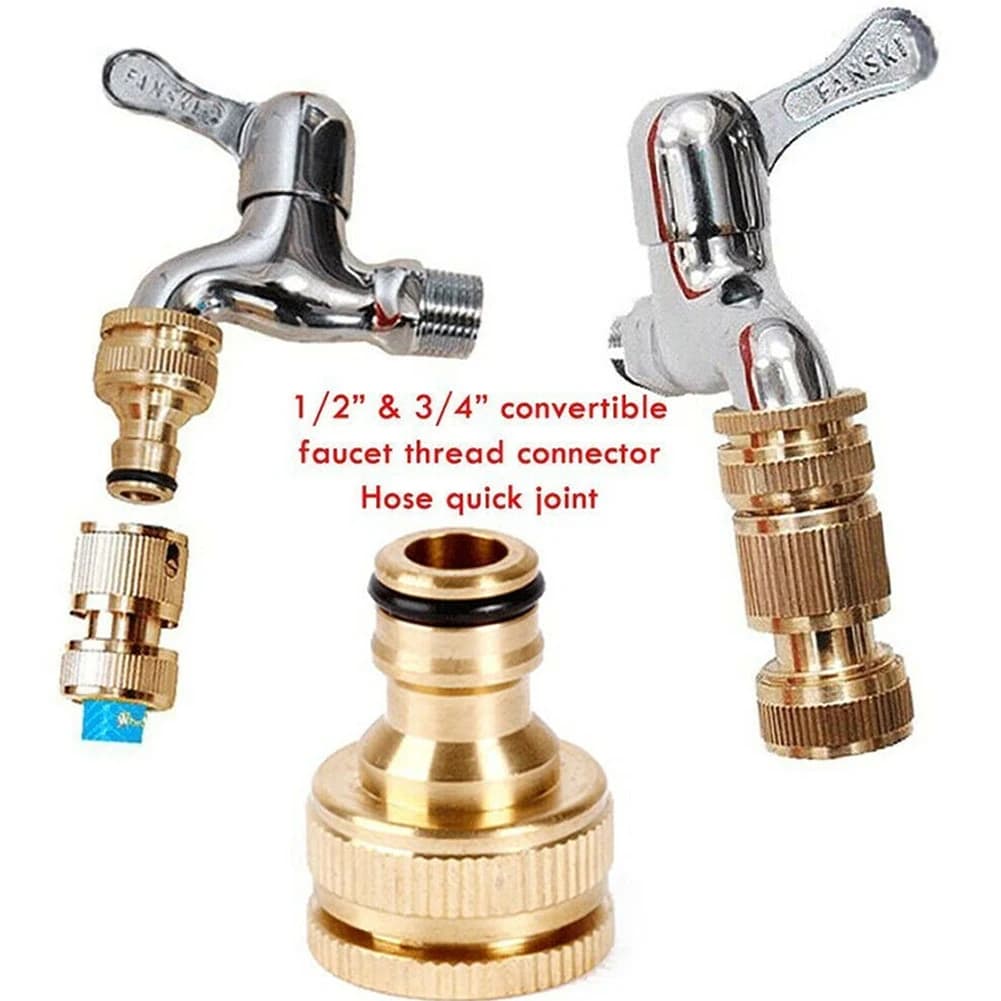 Brass tap connector, mixer adapter, 1/2 3/4 quick coupling, copper pipe fitting, garden irrigation tool