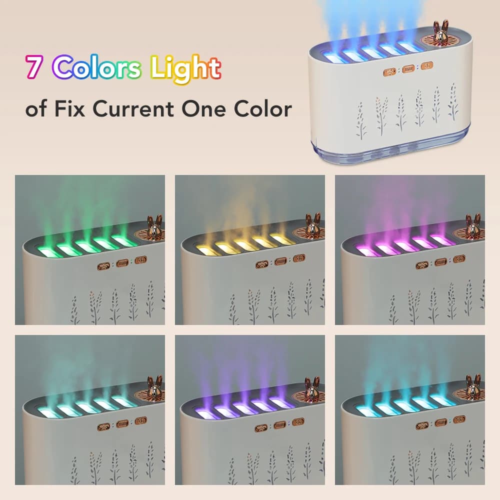 Umidificatore da 700 ml Diffusore di oli essenziali USB 7 luci a LED Aromaterapia Mist Maker Umidificatore per auto Casa Camera da letto con timer