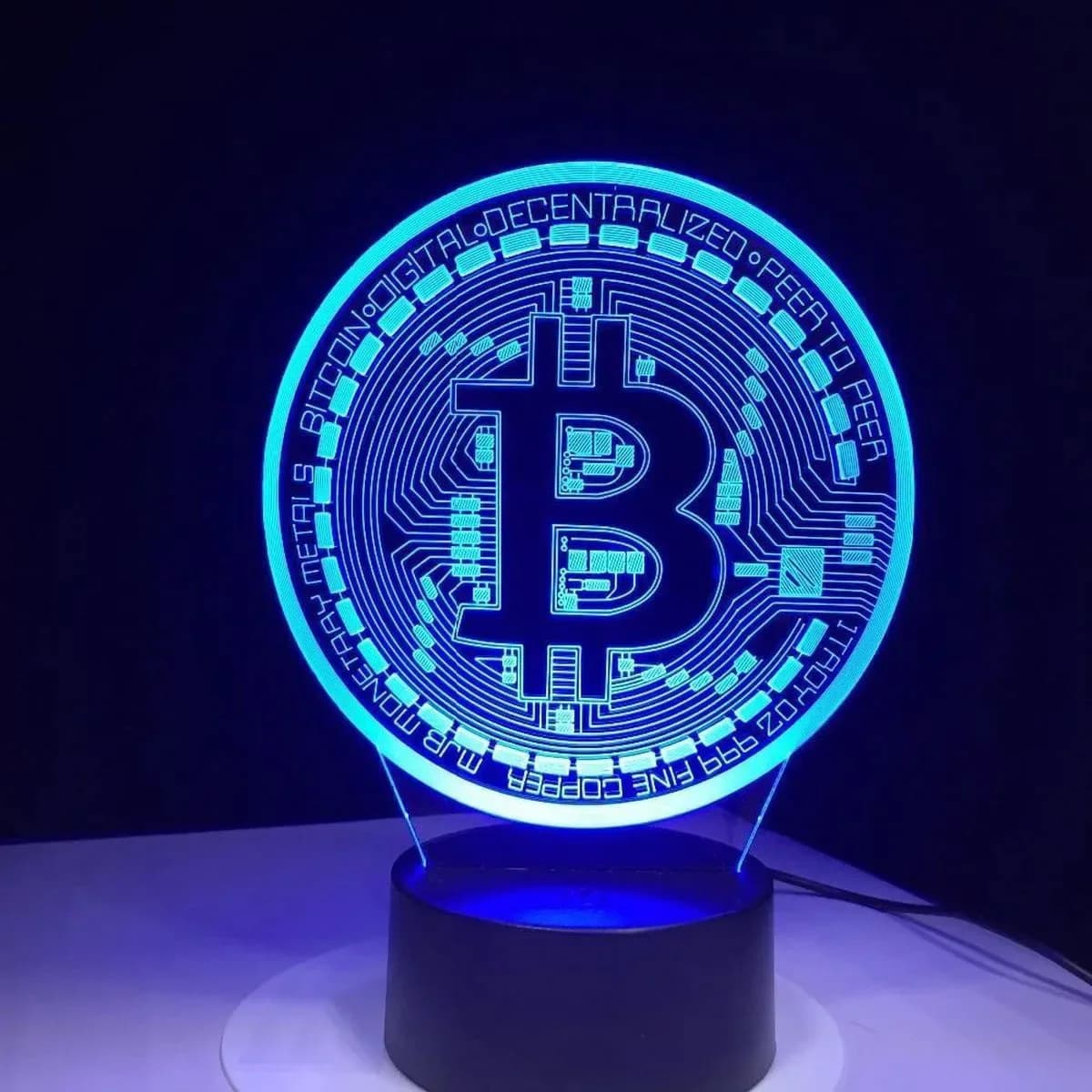 Bitcoin Coin Art Acrylic Night Led Light For Room Decorative Night Light Tactile Sensor 16 Colors Changing Table Night Lamp 3D