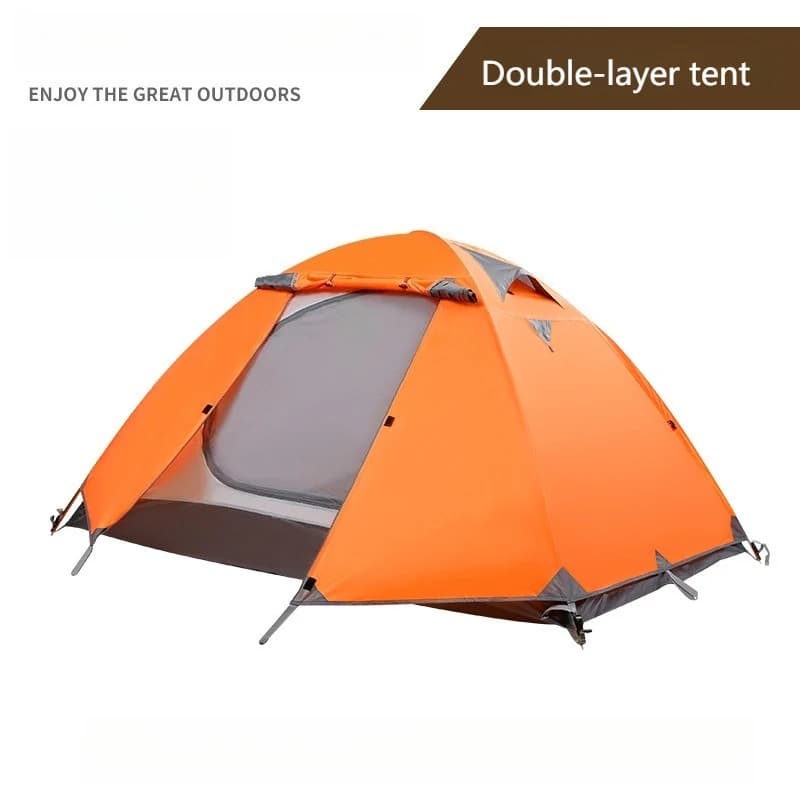 New 2-3 people 4 seasons outdoor camping tent double layer aluminum pole anti snow travel ultralight tourist family