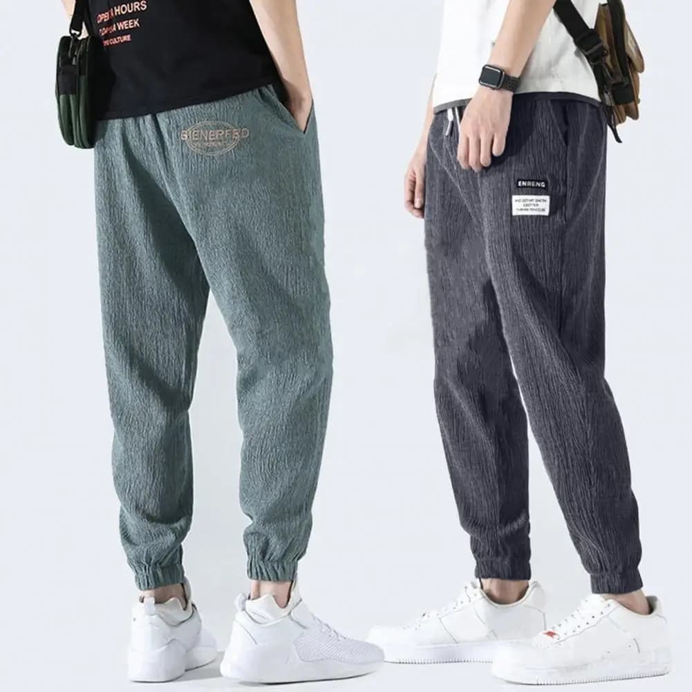 Pantaloni della tuta di seta del ghiaccio pantaloni estivi da uomo pantaloni da jogging allenamento da corsa palestra Fitness pantaloni sportivi pantaloni da uomo con fascia alla caviglia di moda coreana
