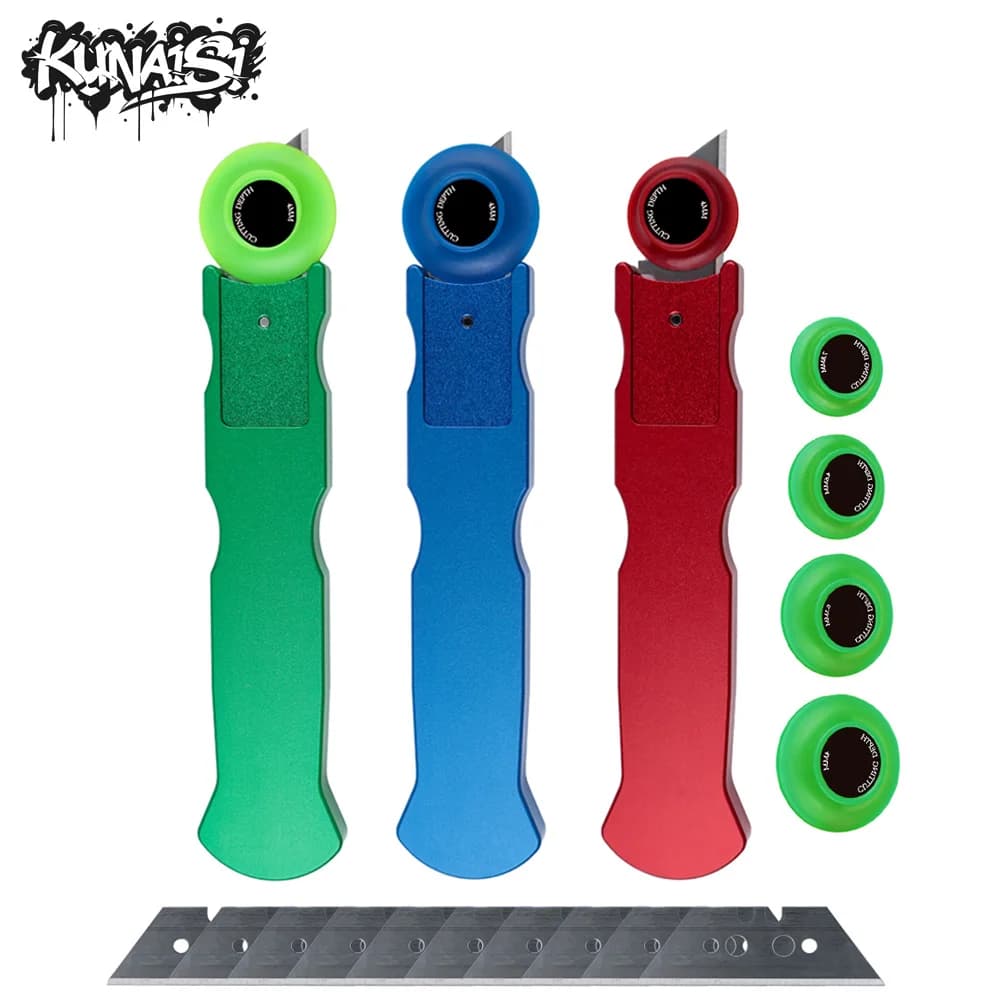 Set di Utensili per Taglio Pellicole KUNAISI con Taglierina Rotante - Coltello per Vinile al Carbonio e Pellicole Oscuranti per Installazione di Rivestimenti Auto